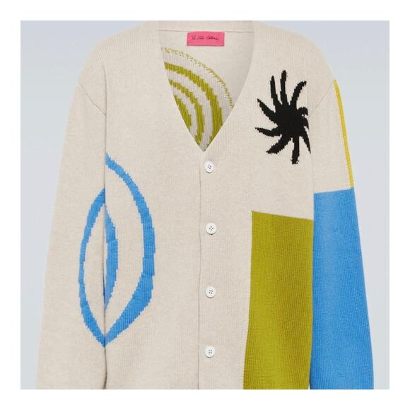 THE ELDER STATESMAN: Men's Intarsia Cashmere Cardigan - XS - Picture 1 of 5